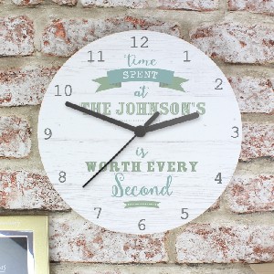 Time Spent Shabby Chic Personalised Large Wooden Clock