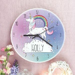  Colourful Unicorn Personalised Wooden Clock