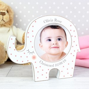 Pink Spotty Elephant Personalised (Any Message)Photo Frame