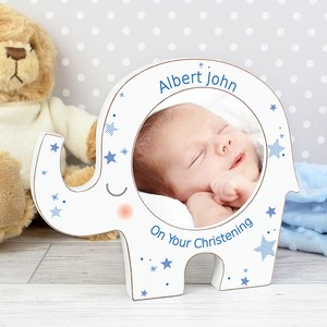 Blue Stars Elephant Personalised (Any Message) Photo Frame