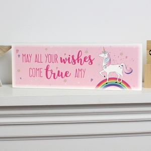 Unicorn Wooden Personalised Block Sign