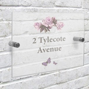 Vintage Rose Acrylic Personalised House Sign