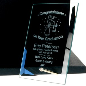 Personalised Male Graduation Glass Plaque