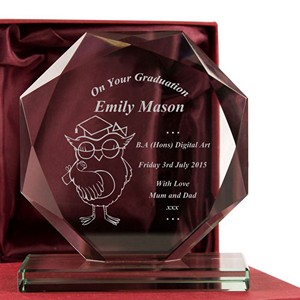 Graduation Personalised Glass Award for Her