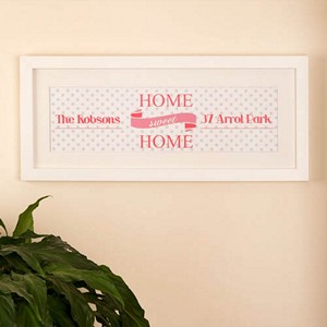 Home Sweet Home Personalised Framed Print In Pink with Polka Dots