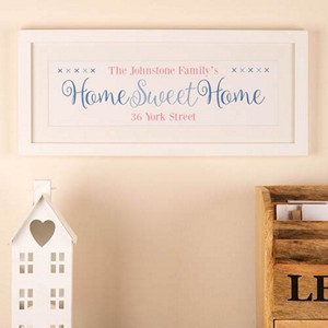 Home Sweet Home Personalised Framed Print In Blue 
