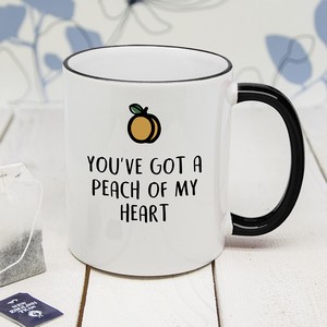 Peach Of Me Personalised Black Rimmed Mug