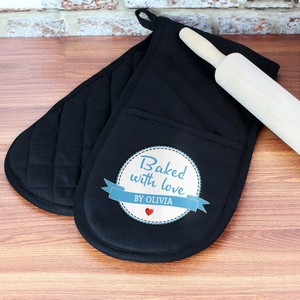 Baked With Love Personalised Oven Gloves