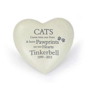 Cat Pawprints Personalised Heart Memorial