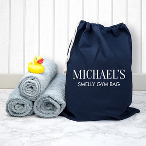 Cotton Navy Personalised  (Any Message) Gym Bag