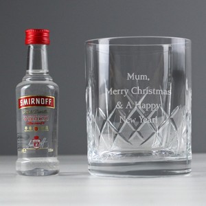 Crystal Glass Tumbler & Vodka Personalised (Any message) Gift Set