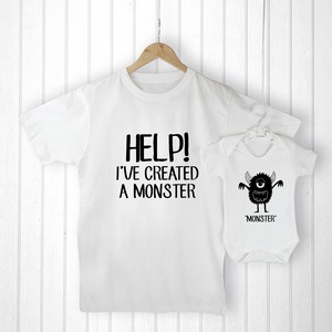 Daddy and Me Little Monster Personalised T-Shirt & Baby Grow Set