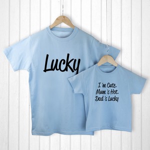 Daddy and Me Lucky Blue Personalised T-Shirt Set