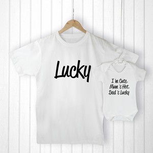 Daddy and Me Lucky Personalised T-Shirt & Baby Grow Set