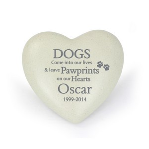 Dog Pawprints Personalised Heart Memorial