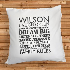 Family Rules Personalised Cushion Cover