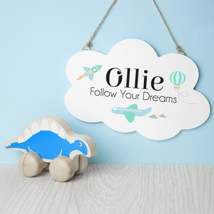 Follow Your Dreams Cloud Personalised  Wall Hanging Plaque