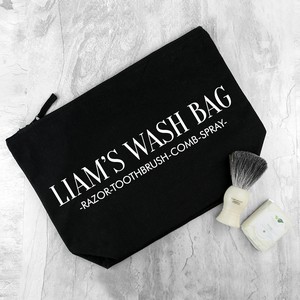 Men's Personalised  (Any Message) Wash Bag in Black