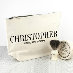 Men's Personalised  (Any Message) Wash Bag in Cream