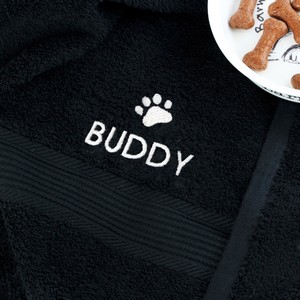 Pet Paw Black Personalised Bath Towel