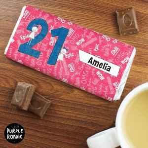 Purple Ronnie Big Age Female Personalised Milk Chocolate Bar