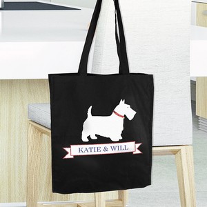 Scottie Dog Personalised Black Cotton Bag