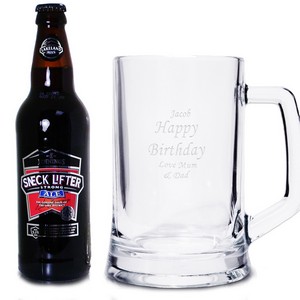 Traditional Personalised (Any Message) Glass Tankard & Ale Gift Set