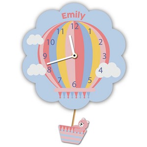 Pink Personalised Hot Air Balloon Wall Clock