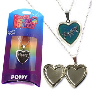 Colour Changing Personalised Mood Locket Necklace:- Poppy