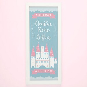 Girls princess Castle Personalised Framed Print