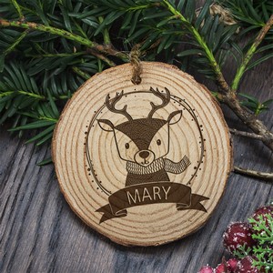 Pine Woodland Reindeer Personalised Christmas Tree Decoration