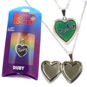 Colour Changing Personalised Mood Locket Necklace:- Ruby