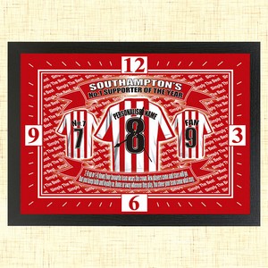 Personalised Southampton Football Team Shirt Clock