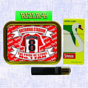 Stoke Football Shirt Personalised Tobacco Tin & Products