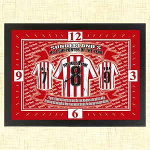Personalised Sunderland Football Team Shirt Clock