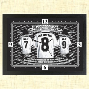 Personalised Swansea Football Team Shirt Clock