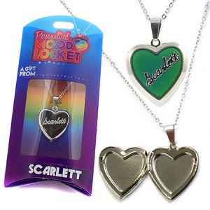 Colour Changing Personalised Mood Locket Necklace:- Scarlett