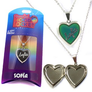 Colour Changing Personalised Mood Locket Necklace:- Sofia