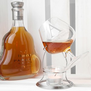 Stylish Personalised  (Any Message) Glass Brandy Warming Set