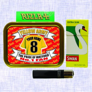 Watford Football Shirt Personalised Tobacco Tin & Products