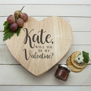 Engraved Be My Valentine Personalised Heart Cheese Board 