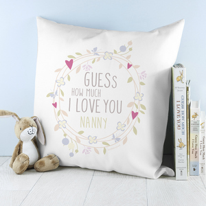 Guess How Much I Love You Round Wreath Personalised Cushion Cover