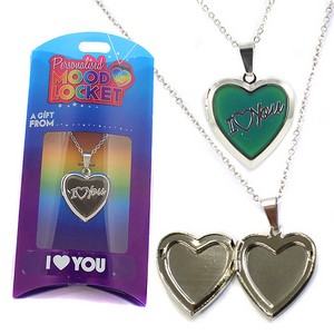 Colour Changing Personalised Mood Locket Necklace:- I <3 You