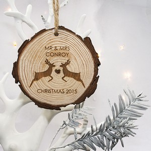 Personalised Mr & Mrs Reindeer Hanging Decoration 