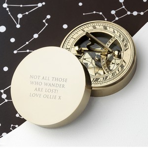 Personalised (Any Message) Travellers Brass Sundial and Compass 