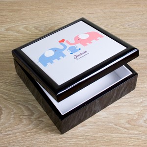 Blue Baby Elephants Personalised Keepsake Box