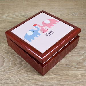 Pink Baby Elephants Personalised Keepsake Box 