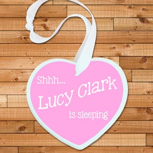 Pink Shhh Baby's Sleeping Personalised Heart Keepsake