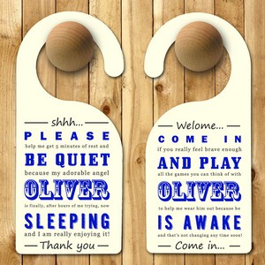 Blue Personalised Baby Door Hanger