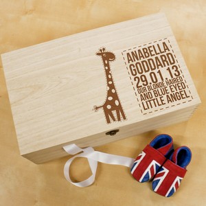 Baby Giraffe Personalised Keepsake Box 